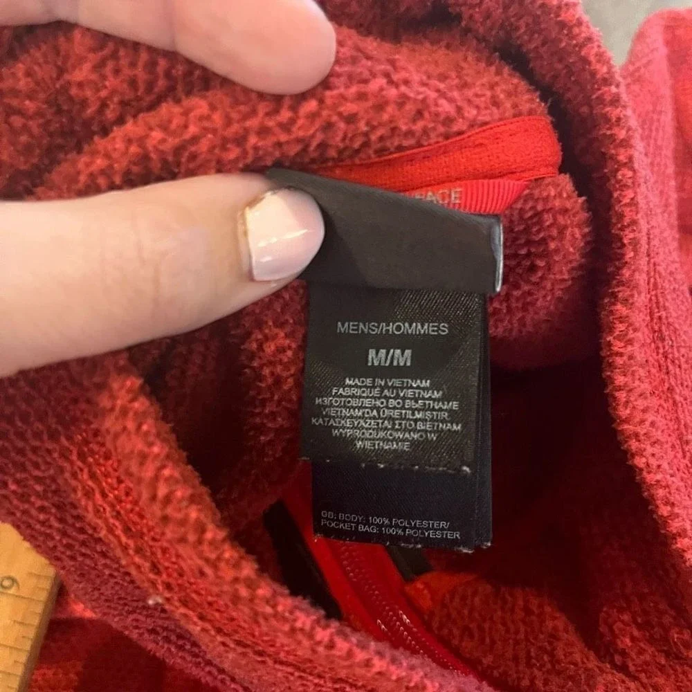 The North Face Mens Red  Full Zip Fleece Jacket Medium M